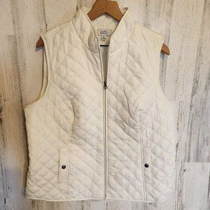 Croft & Barrow Vest Womens XL Quilted White Zip Front Snap Pockets Puffer